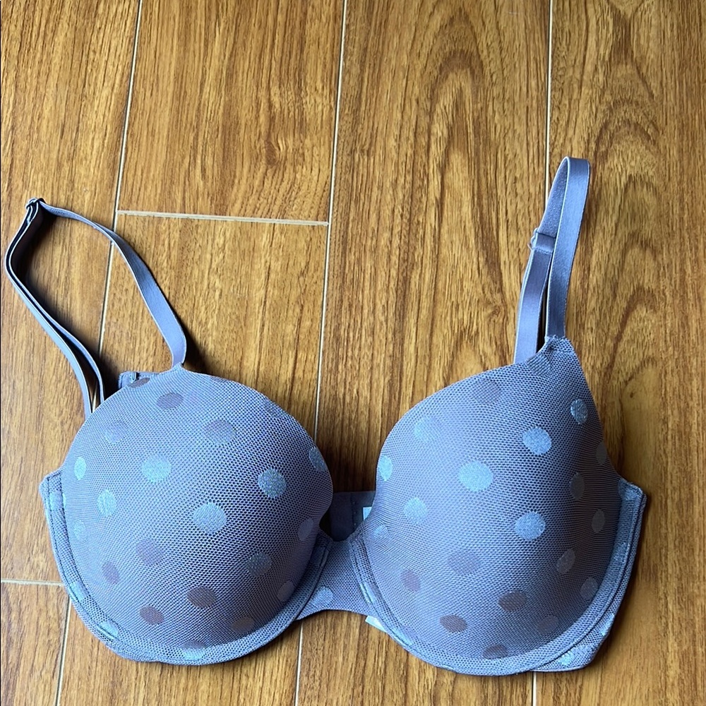 Victoria's Secret Taupe Polkadot Underwire Bra with Molded Cups.